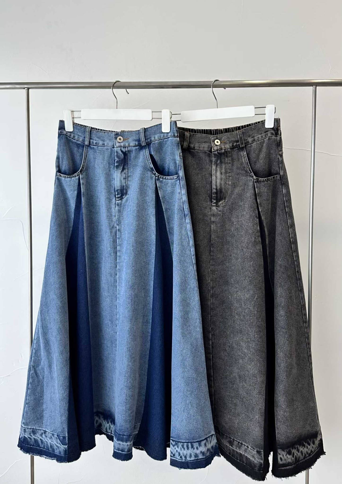 CY5308 雙色打折牛仔傘裙 *特價* (優惠碼同充值購物金不適用)