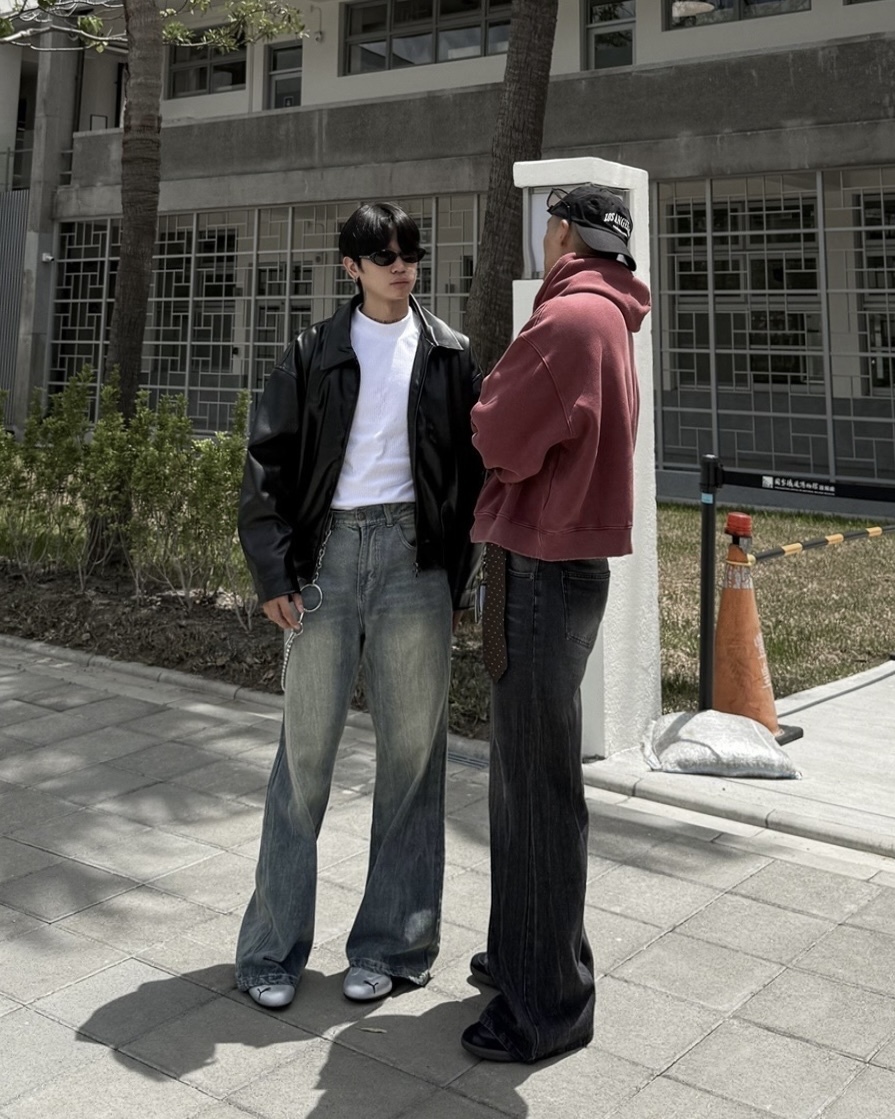 街頭 石灰 水洗 喇叭 牛仔 長褲 喇叭褲 牛仔褲