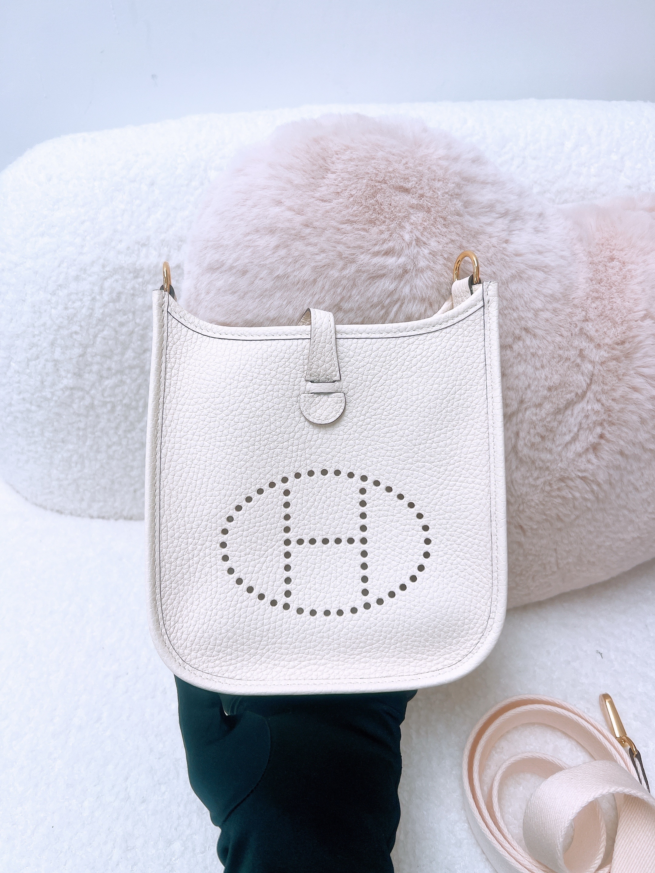 *Unused* Hermes mini evelyne (nata/ GHW/ stamp b)