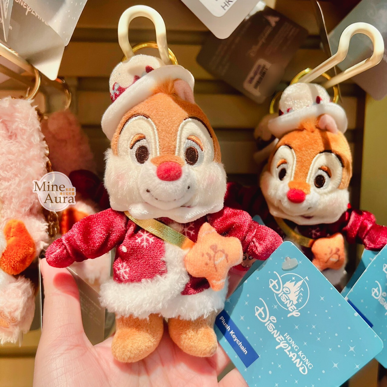 聖誕節系列 紅鼻 蒂蒂 Dale 絨毛 吊飾 鑰匙圈 奇奇蒂蒂 Chip 'n Dale -香港迪士尼樂園