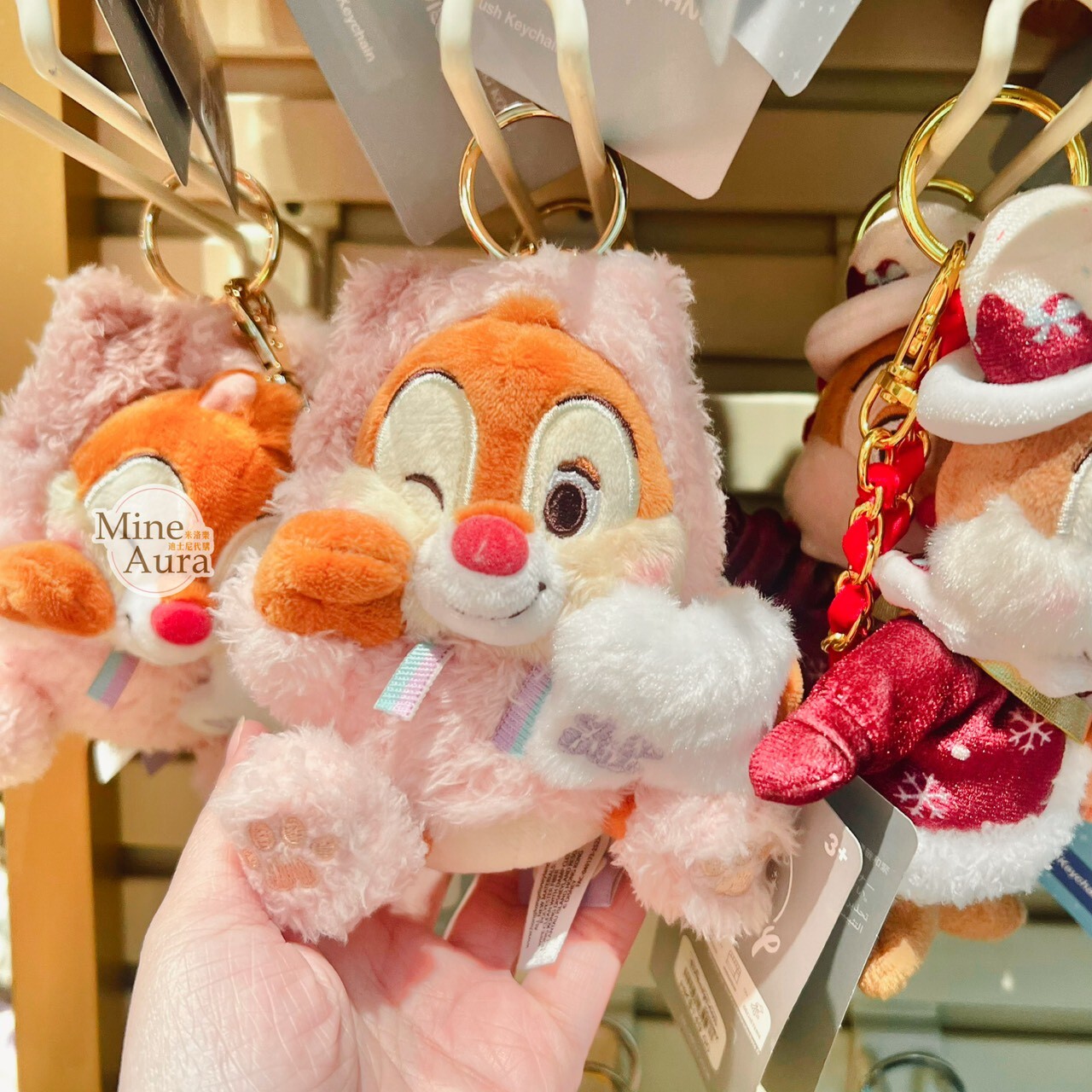 睡衣派對系列 紅鼻 蒂蒂 Dale 絨毛 鑰匙圈 吊飾 奇奇蒂蒂 Chip 'n Dale -香港迪士尼樂園