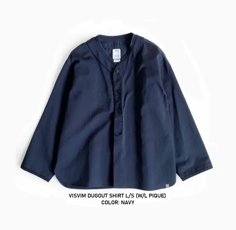 VISVIM DUGOUT SHIRT L/S (W/L PIQUE) - NAVY SIZE 3 PRE ORDER ITEM (預訂中)