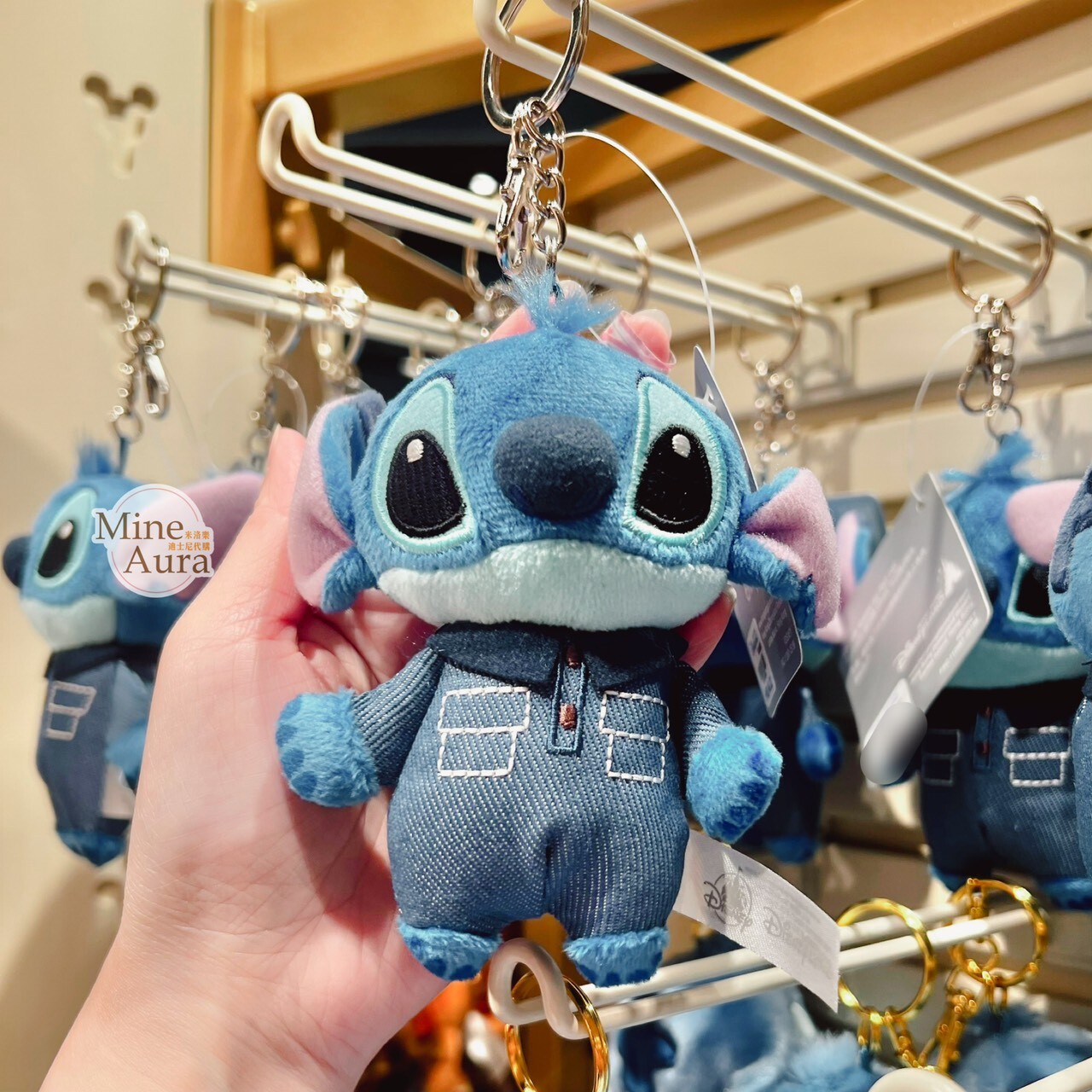 史迪奇 Stitch 牛仔裝造型 絨毛 吊飾 鑰匙圈 星際寶貝 Lilo & Stitch -香港迪士尼樂園
