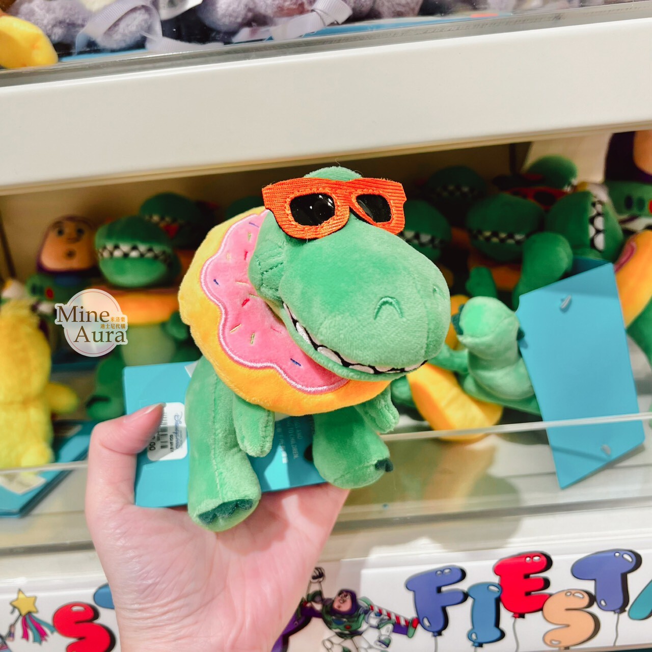 抱抱龍 Rex 戴墨鏡泳圈造型 磁鐵 坐肩 絨毛 娃娃 公仔 玩具總動員 Toy Story -香港迪士尼樂園