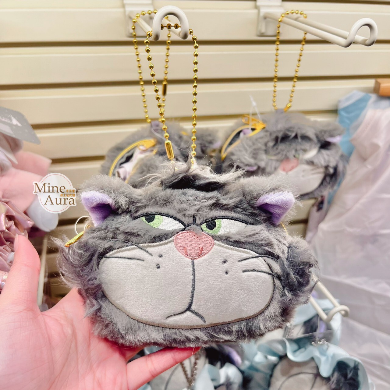 路西法 魯斯佛 Lucife 壞貓咪 大頭絨毛造型 鑰匙圈 吊飾 折疊收納 環保 購物袋 -香港迪士尼樂園