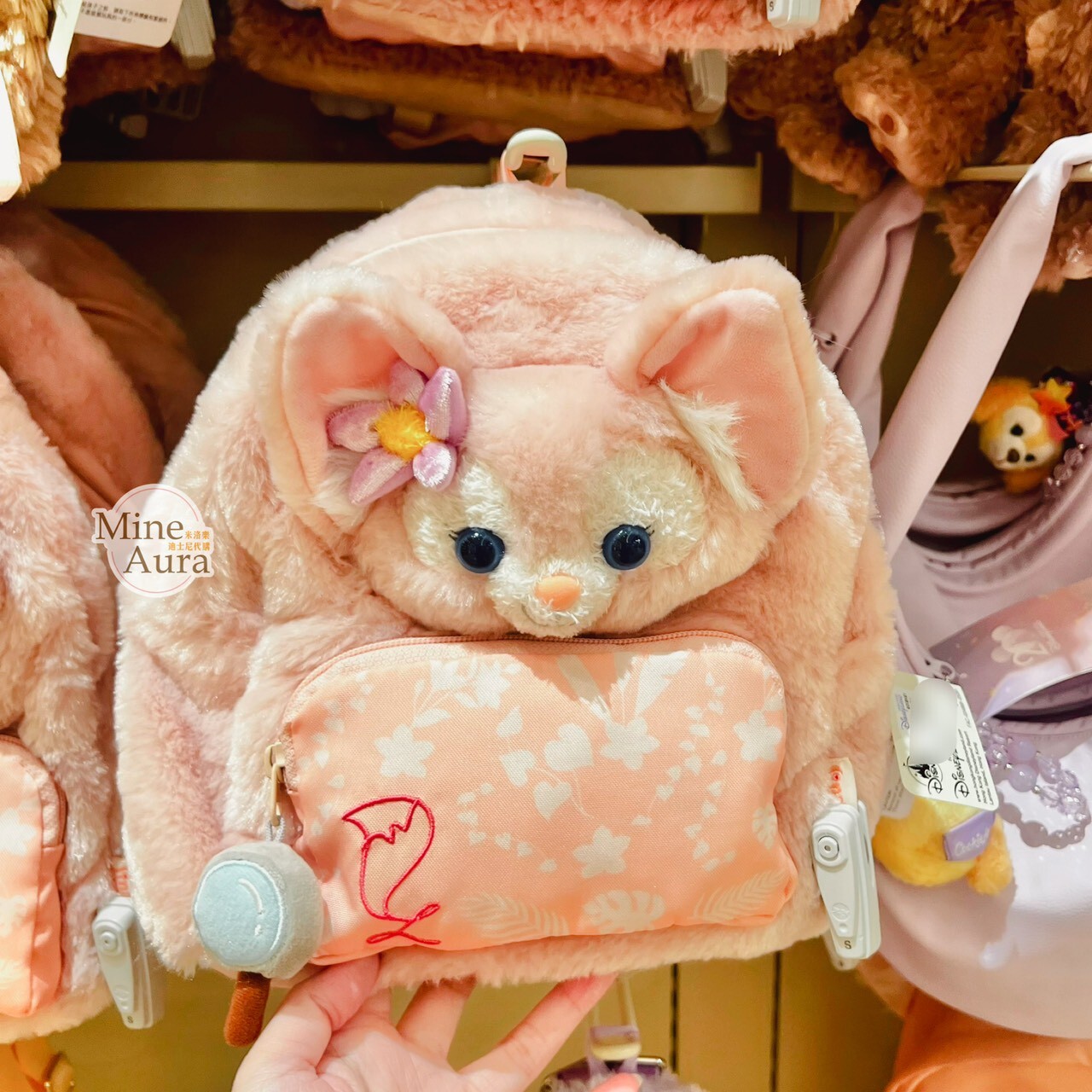 玲娜貝兒 Lina bell 絨毛 大頭造型 尾巴 圖案 後背包 -香港迪士尼樂園