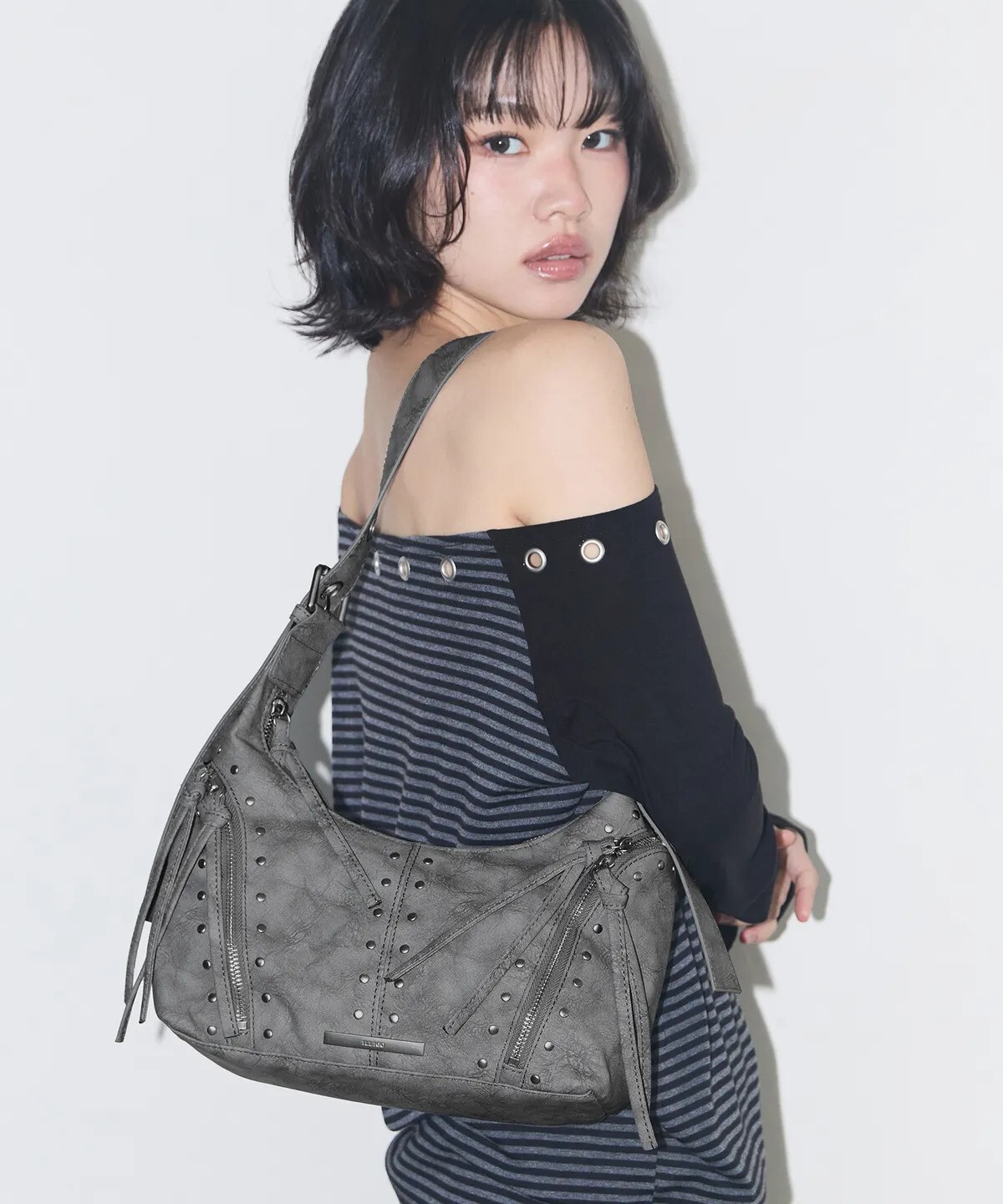 illigo - riff eyelet shoulder bag (grey)