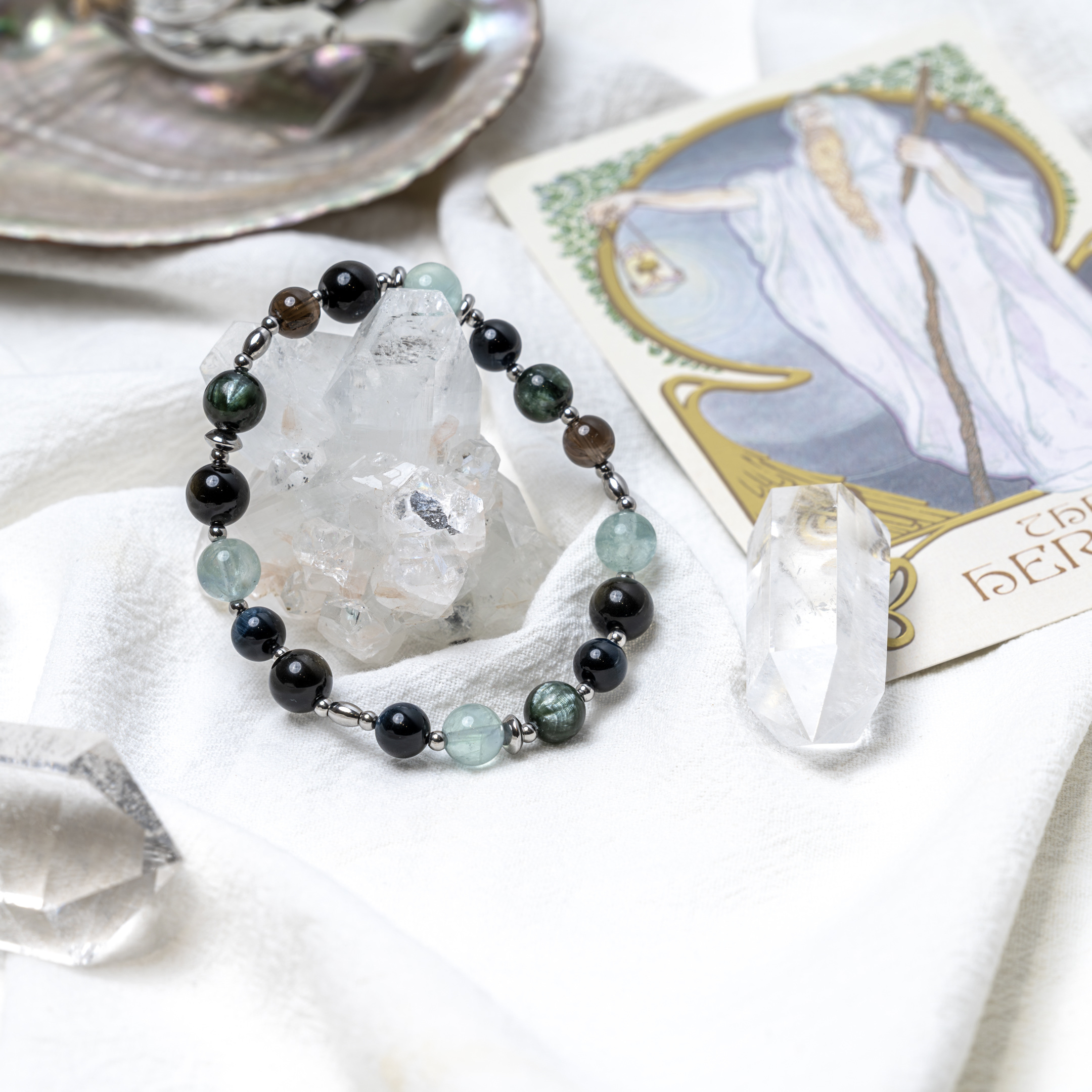 隱者之年｜覺察、穩定、財富｜綠龍晶·綠螢石·黑曜石·茶晶·藍虎眼