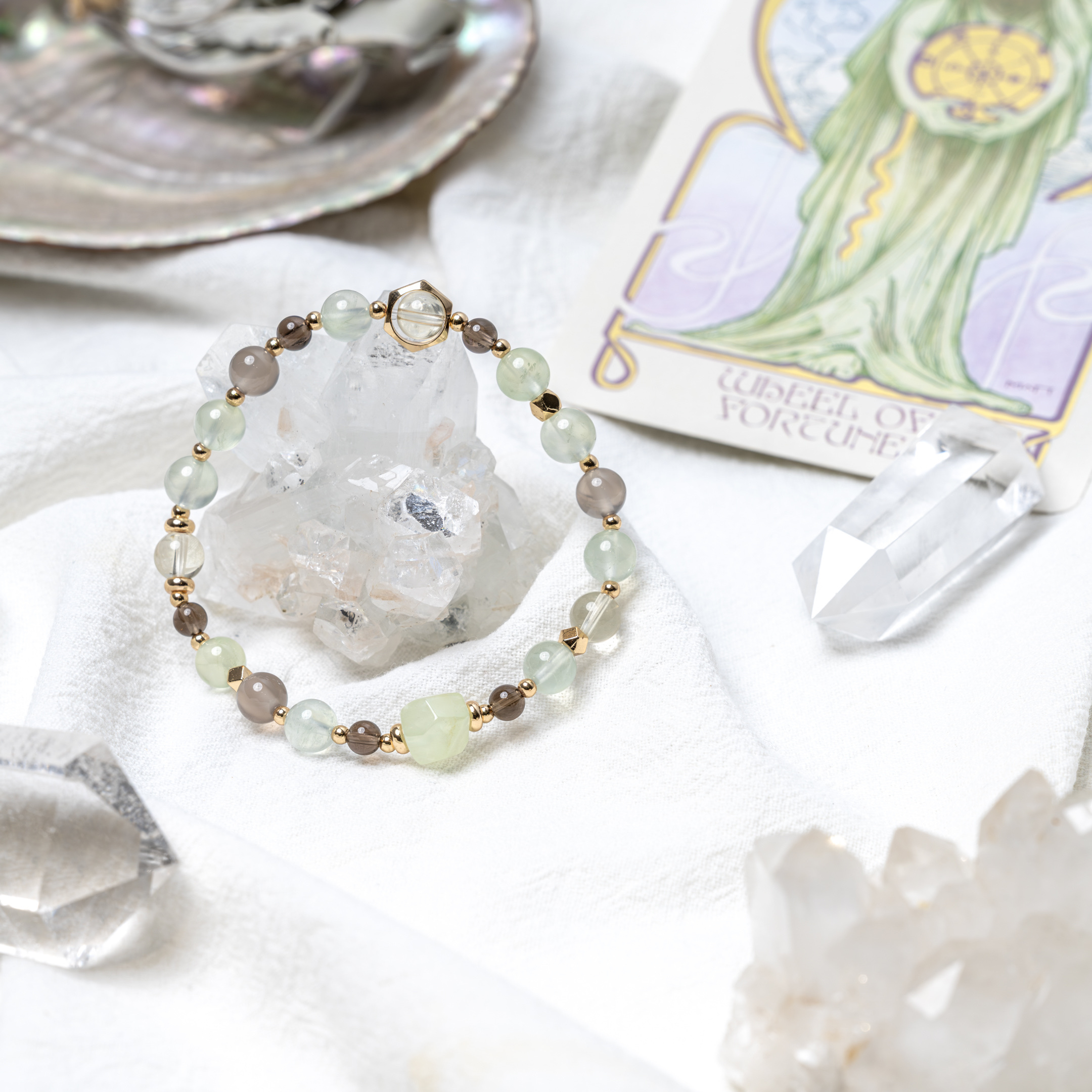 命運之輪之年｜穩定、幸運、財富｜葡萄石·灰瑪瑙·茶晶