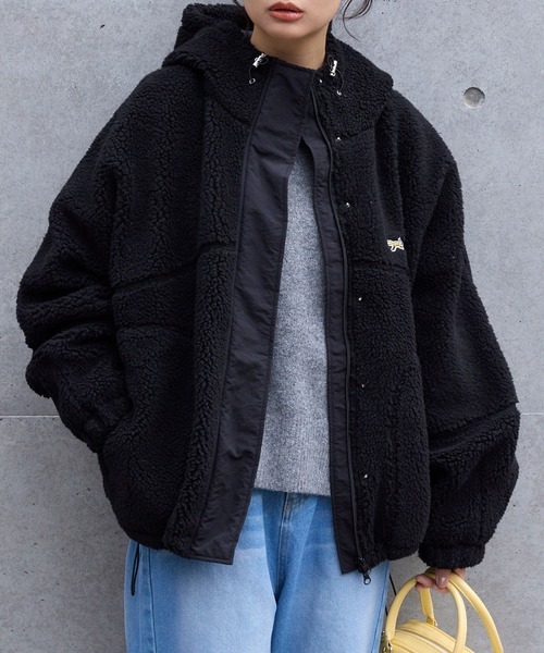 日本🇯🇵連線 Mono-Mart x Penneys 刺繡抽繩羊羔毛連帽外套 刺繡 連帽外套 外套 拉鍊外套 羊羔毛 寬鬆 4色(任買兩件711免運)/預購