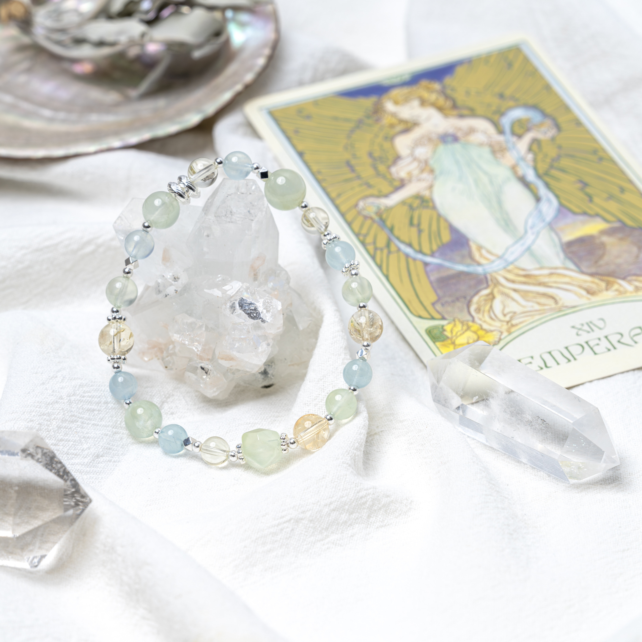 節制之年｜平衡、和諧、溝通｜葡萄石·黃阿賽·海藍寶·黃水晶