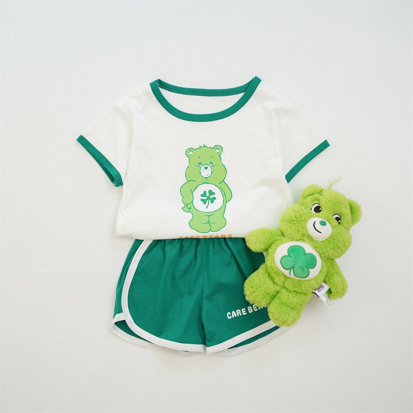 三色夏季純棉熊熊運動套裝