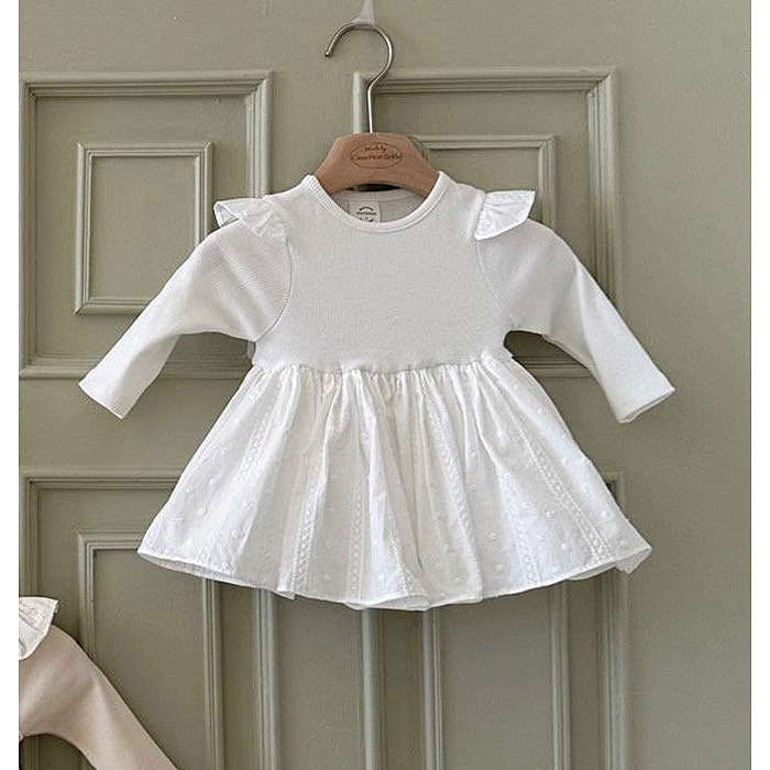 正韓春Monbebe 兩色刺繡小花包屁洋裝