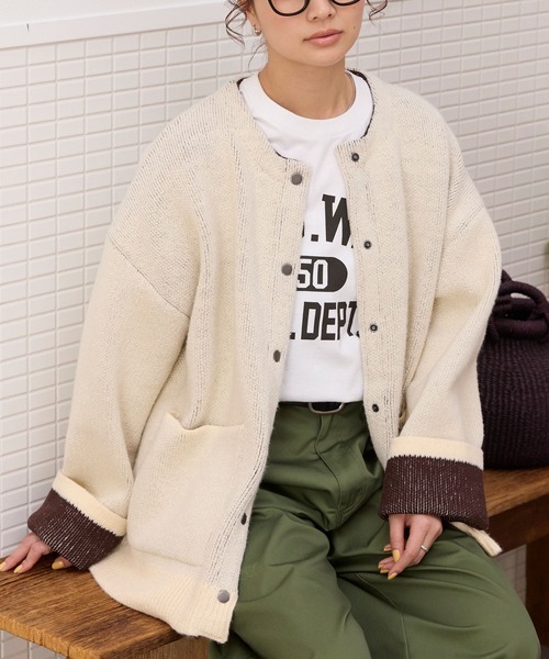 日本🇯🇵連線 MONO-MART x THE CRAFT CREW PRODUCTS 撞色襯裡針織開襟衫 按扣設計 撞色 針織 針織衫 開襟衫 5色(任買兩件711免運)/預購