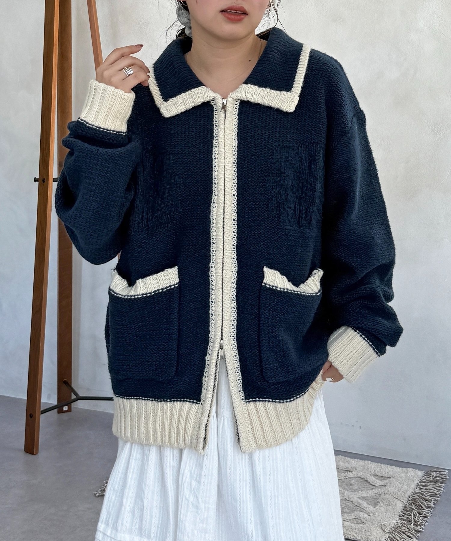 CPCM / floral jacquard cardigan