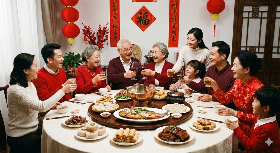 很多過年習俗都跟「吃」相關，不論是圍爐、吃年夜飯，還是拜拜準備供品，最後大家幾乎都會回到餐桌前。