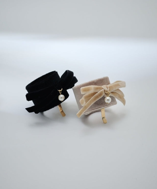 捲邊袖口珍珠髮插