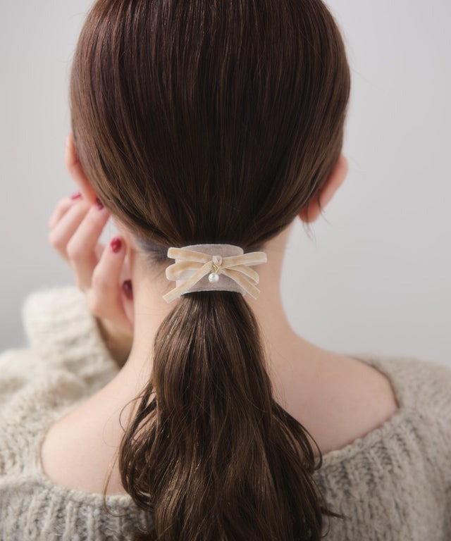 捲邊袖口珍珠髮插