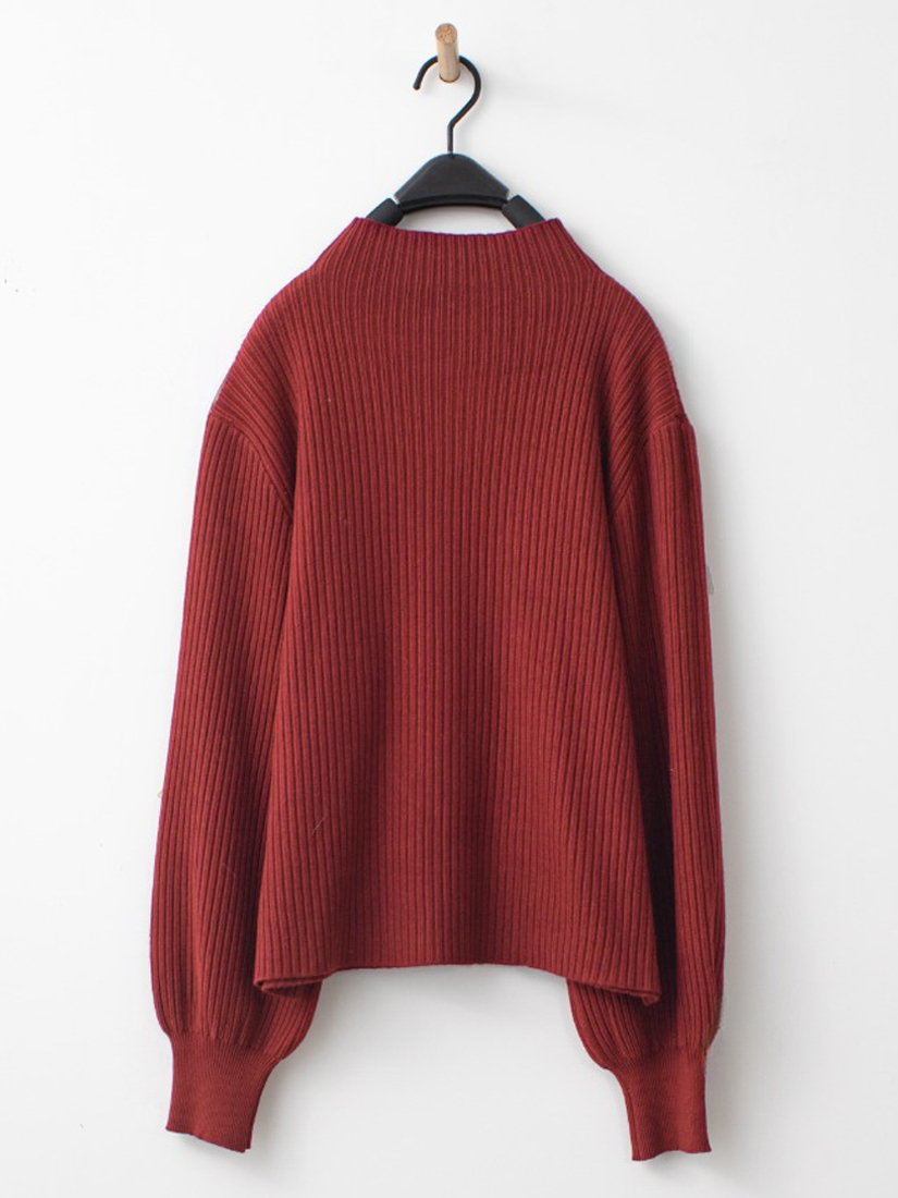 日常百搭羅紋泡泡袖半高領針織毛衣(多色)