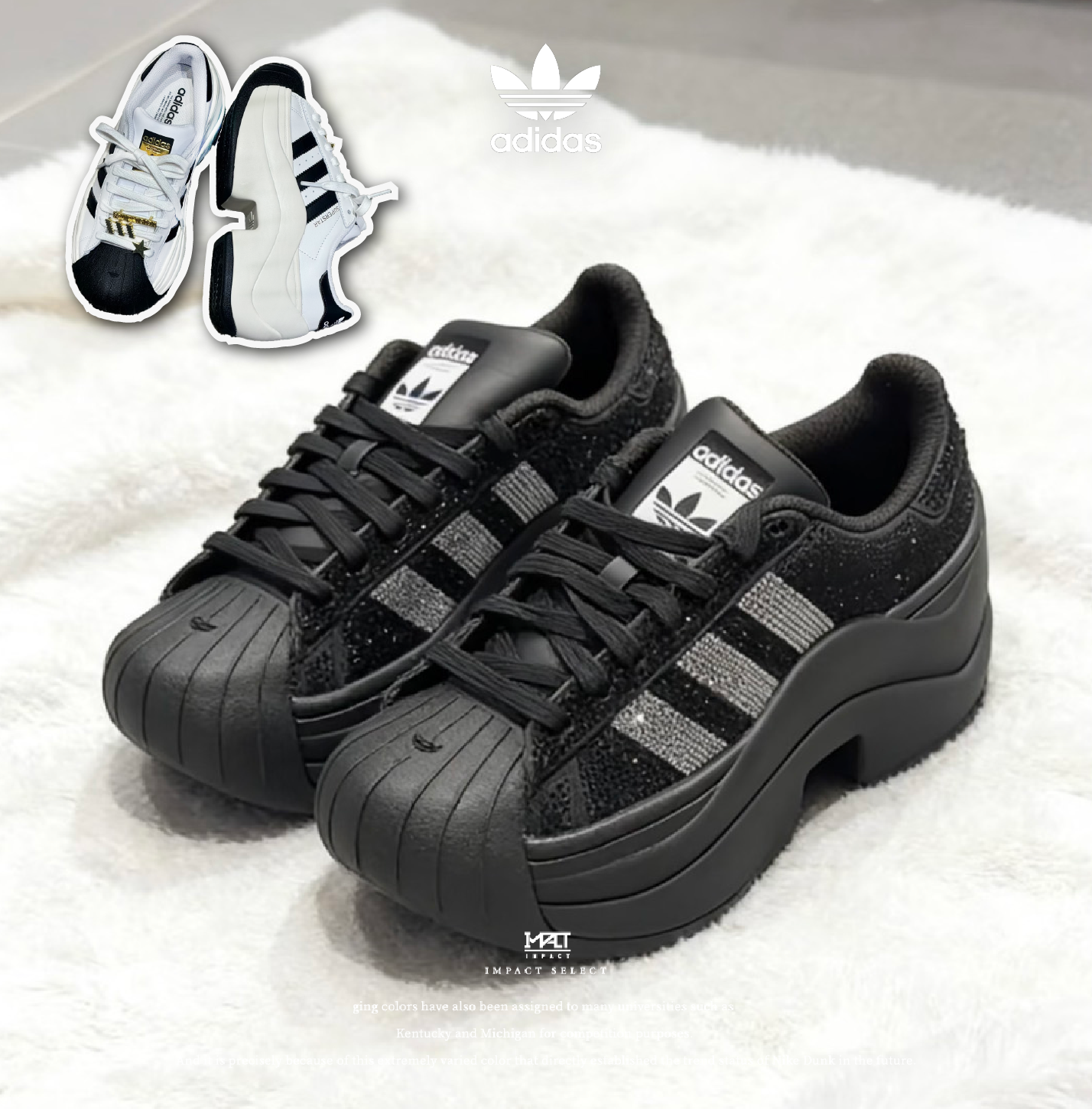 ADIDAS SUPERSTAR BOLD 厚底貝殼鞋 增高 滿鑽黑/黃金白 IH1663/JR9895