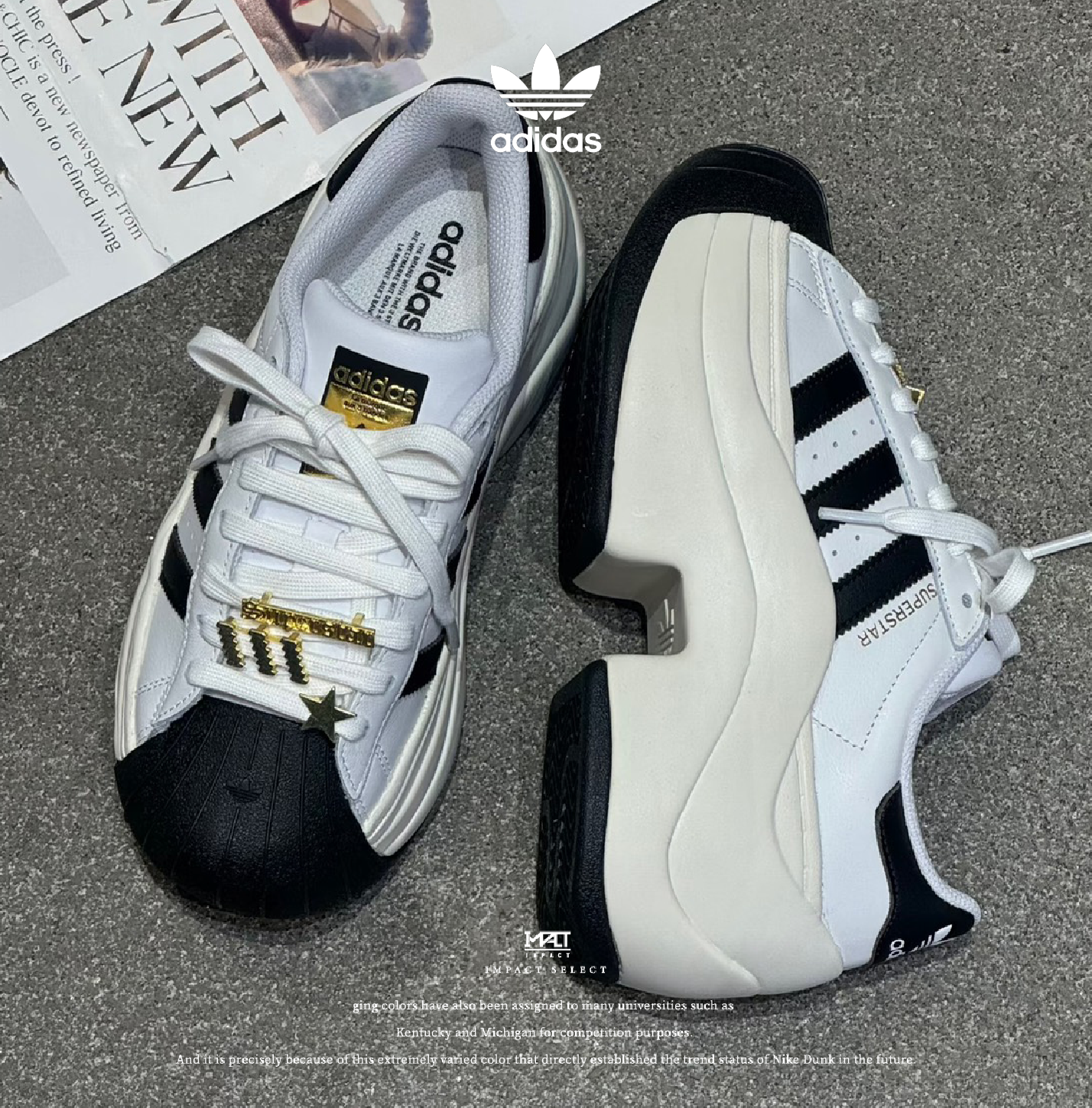 ADIDAS SUPERSTAR BOLD 厚底貝殼鞋 增高 滿鑽黑/黃金白 IH1663/JR9895