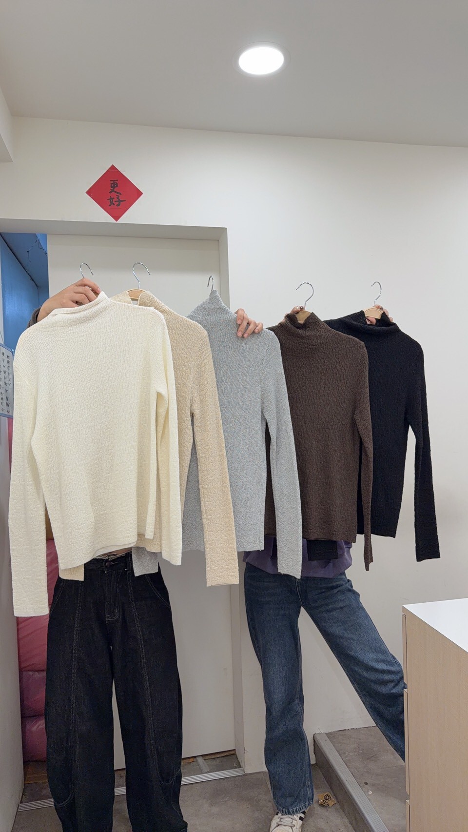 皺皺高領針織衫 5colors