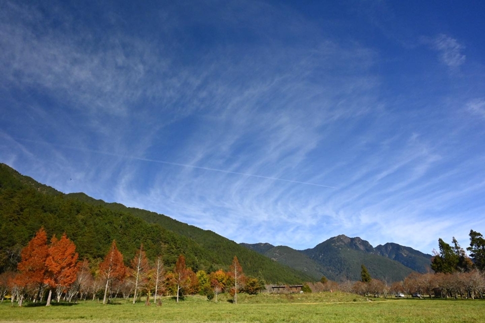 很多人第一次到武陵農場，都會被天空的顏色吸引，是一種接近藍寶石般、深邃且透明的色澤，被稱為「武陵藍」。