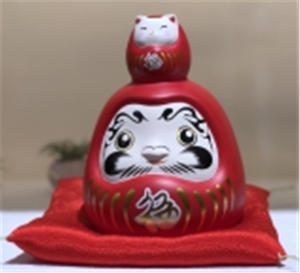 0119gz326-招財貓-彩絵萬福達摩貓組合存錢罐（B12）