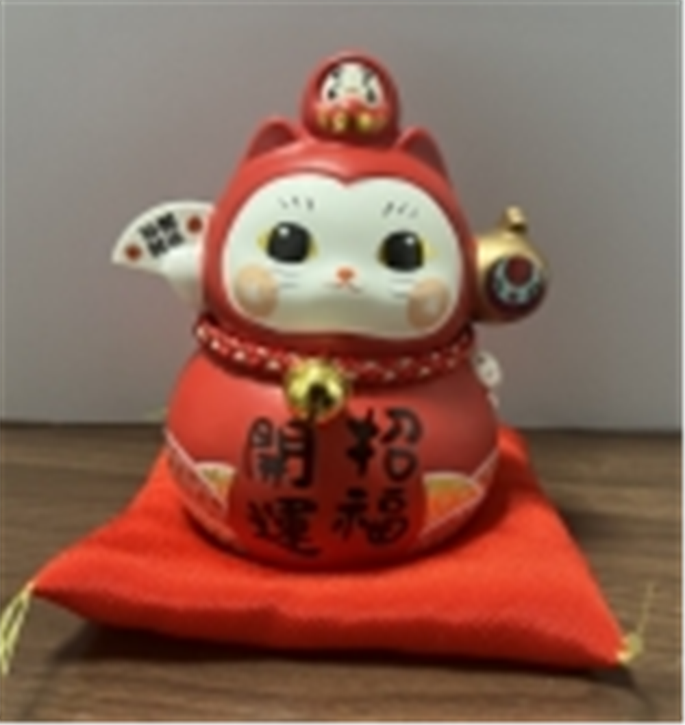 0119gz330-招財貓-彩繪頭頂達摩招財貓存錢罐（紅）（B16）