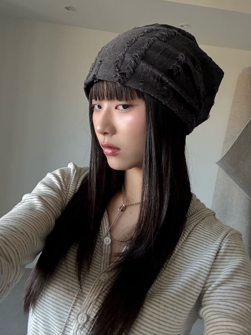 distressed cozy beanie