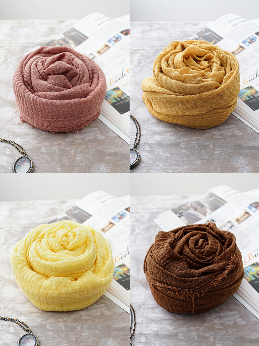 毛邊洗皺棉圍巾