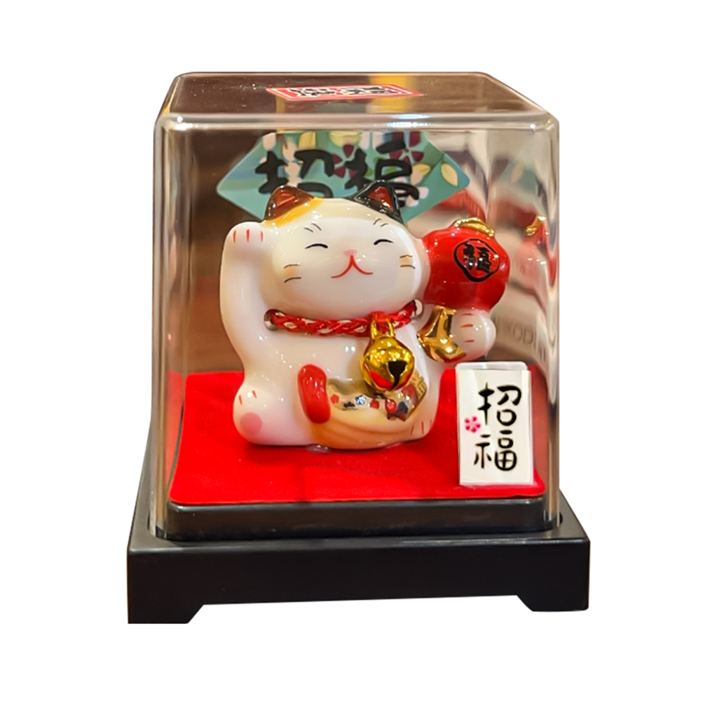 0119gz359-招財貓-彩繪寶船槌招財貓（盒子貓）（B45）