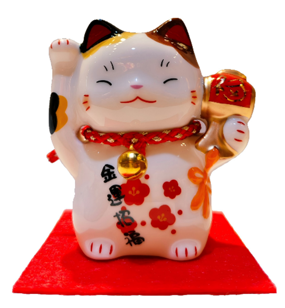 0119gz368-招財貓-彩繪迷你金運福槌招財貓（舉右手）（B54）