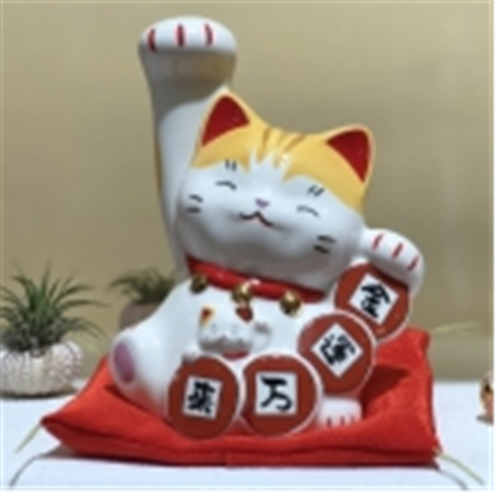 0119gz376-招財貓-彩繪金運萬福招財貓（舉右手）（B62）