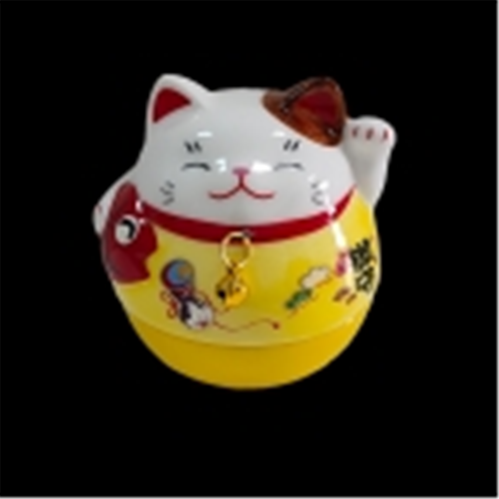 0119gz379-招財貓-彩繪錦鯉禦守招財貓不倒翁左手舉起（B65）