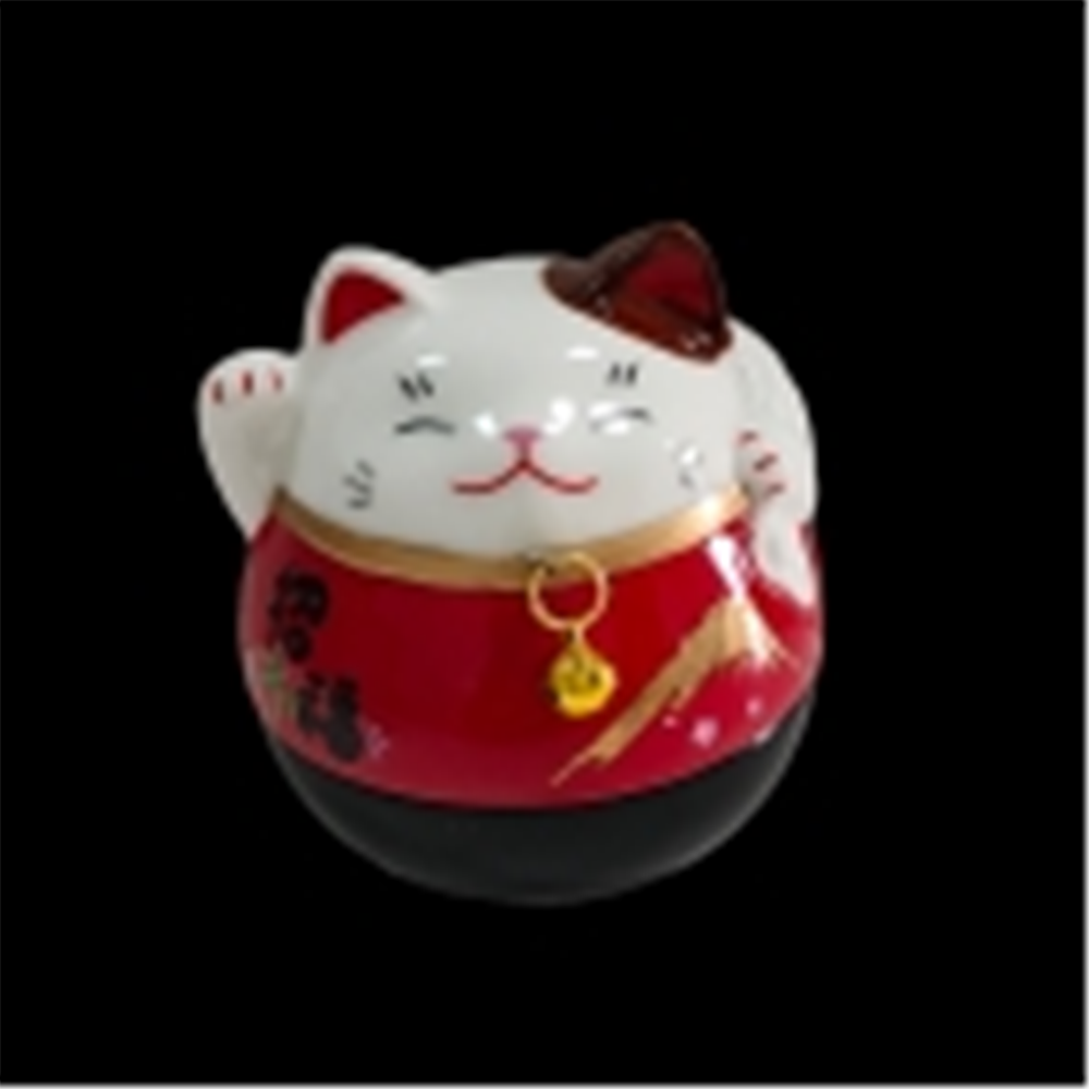 0119gz380-招財貓-彩繪福袋招福招財貓不倒翁右手舉起（B66）