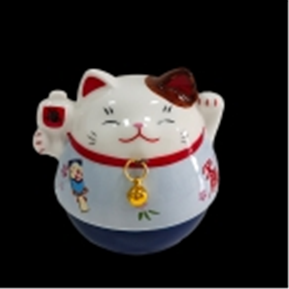 0119gz381-招財貓-彩繪必勝福槌招財貓不倒翁左手舉起（B67）