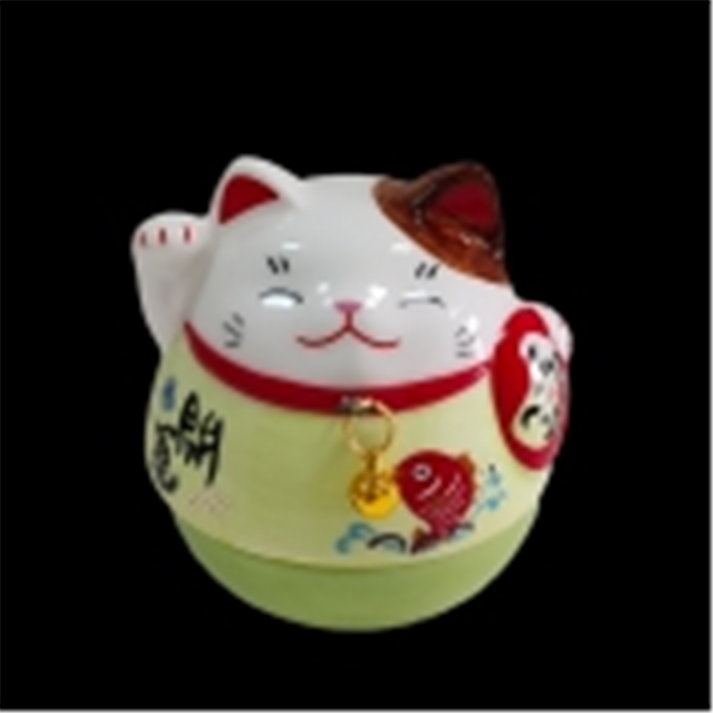 0119gz382-招財貓-彩繪必勝達摩招財貓不倒翁右手舉起（B68）