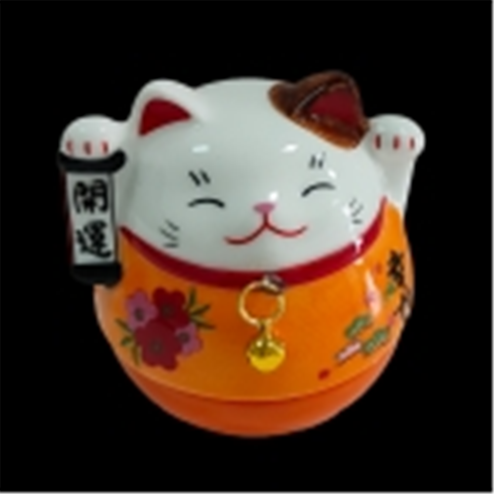 0119gz383-招財貓-彩繪幸福開運招財貓不倒翁左手舉起（B69）