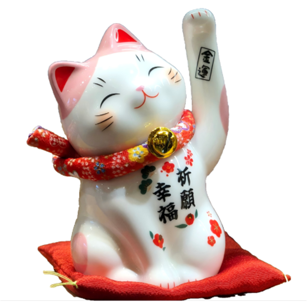 0119gz386-招財貓-彩繪幸福祈願存錢罐（舉左手）（B72）