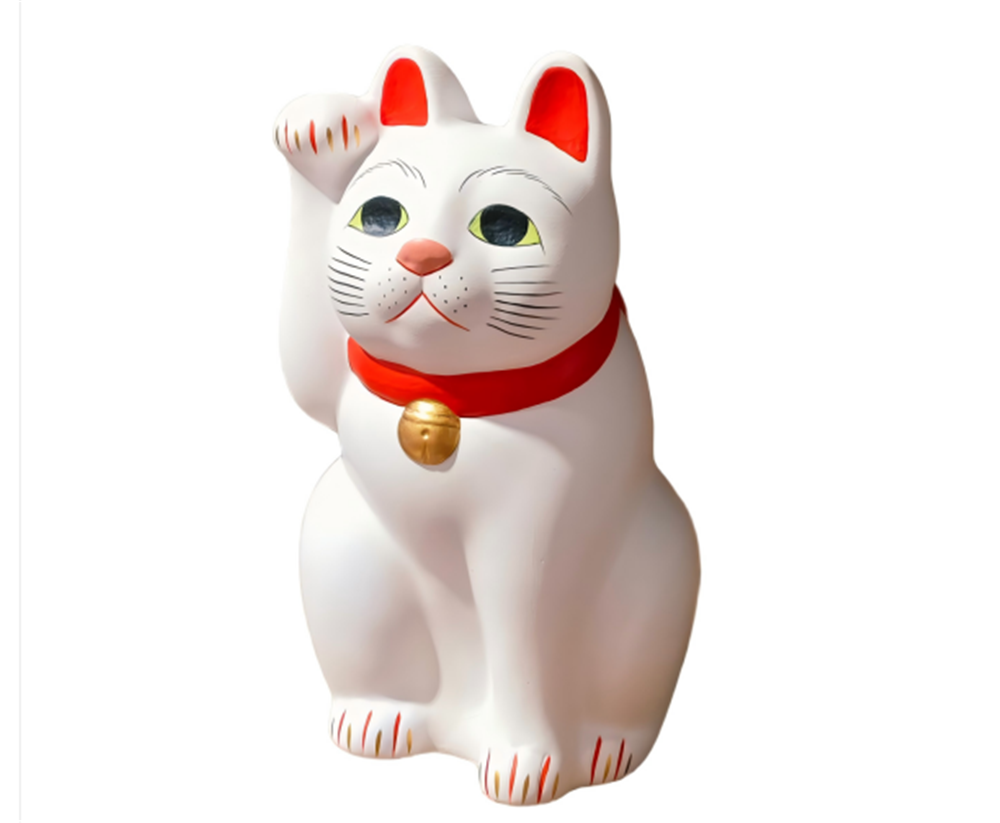 0119gz387-招財貓-彩繪吉運白貓（小號）（B73）