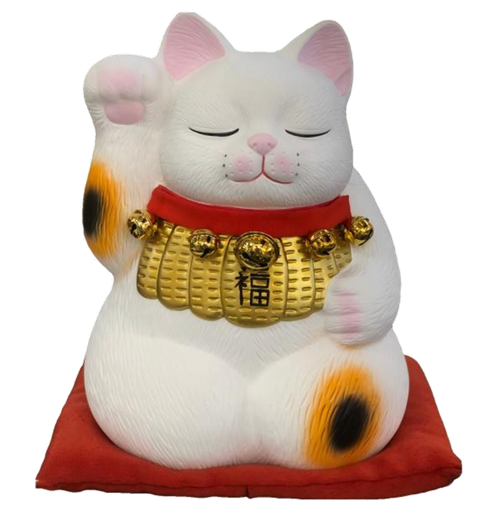 0119gz391-招財貓-粉白•抱金千萬兩存錢罐 （B77）