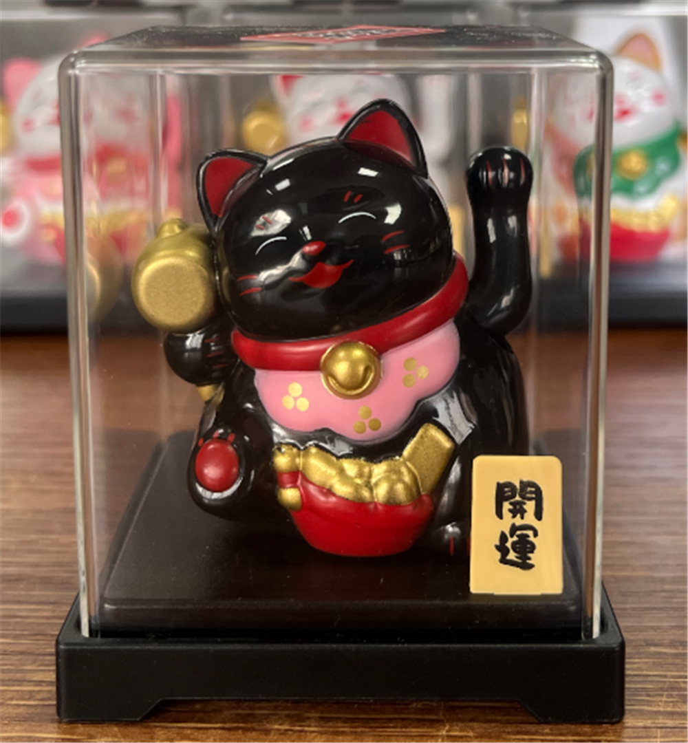 0119gz400-招財貓-太陽能搖手‖福槌•黑（B86）