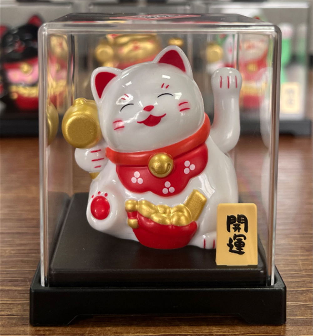 0119gz401-招財貓-太陽能搖手‖福槌•白（B87）