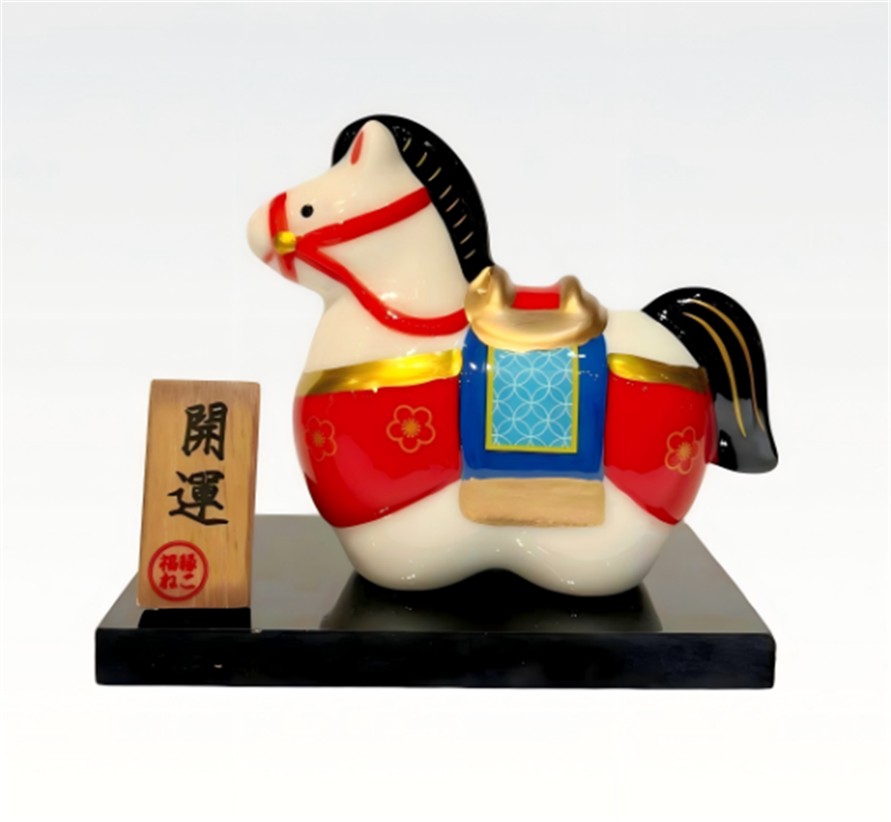 0119gz409-招財貓-彩繪金鞍瑞馬（小）（B95）