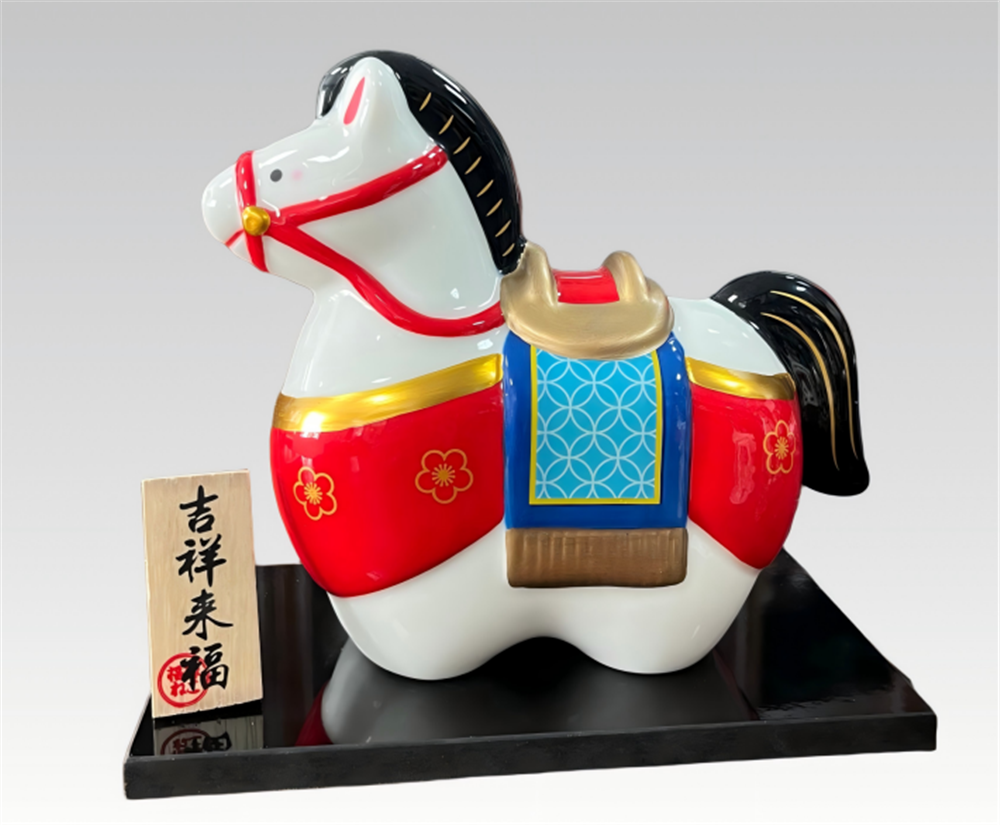 0119gz411-招財貓-彩繪金鞍瑞馬（大）（B97）