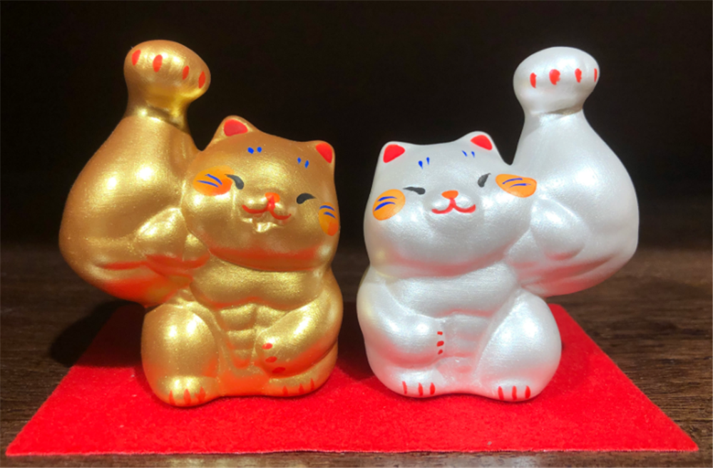 0119gz417-招財貓-巨臂招財貓‖金銀套組•小（B103）