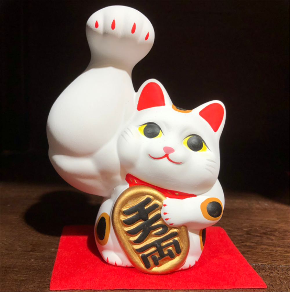0119gz424-招財貓-白 巨臂千萬兩來財•舉右手（B110）
