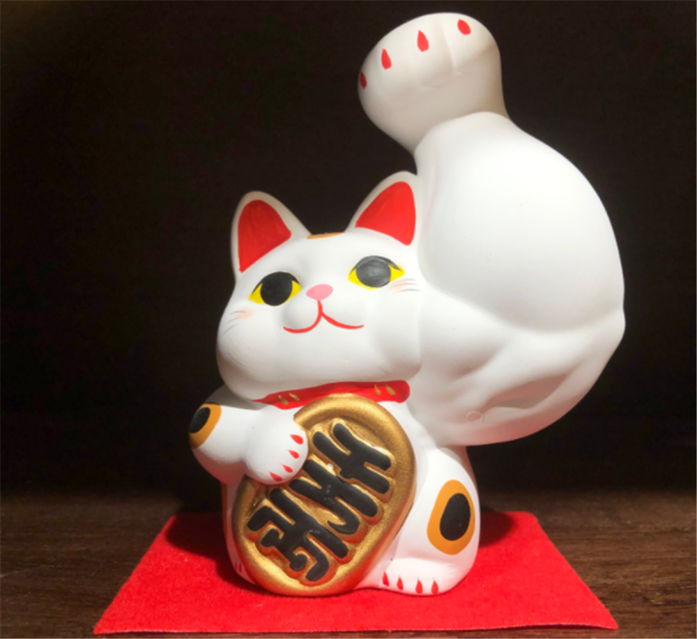 0119gz425-招財貓-白 巨臂千萬兩來財•舉左手（B111）