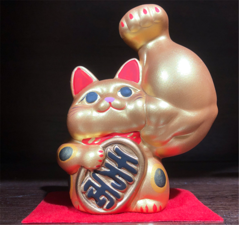 0119gz428-招財貓-5寸金巨臂招財貓•舉左手（B114）